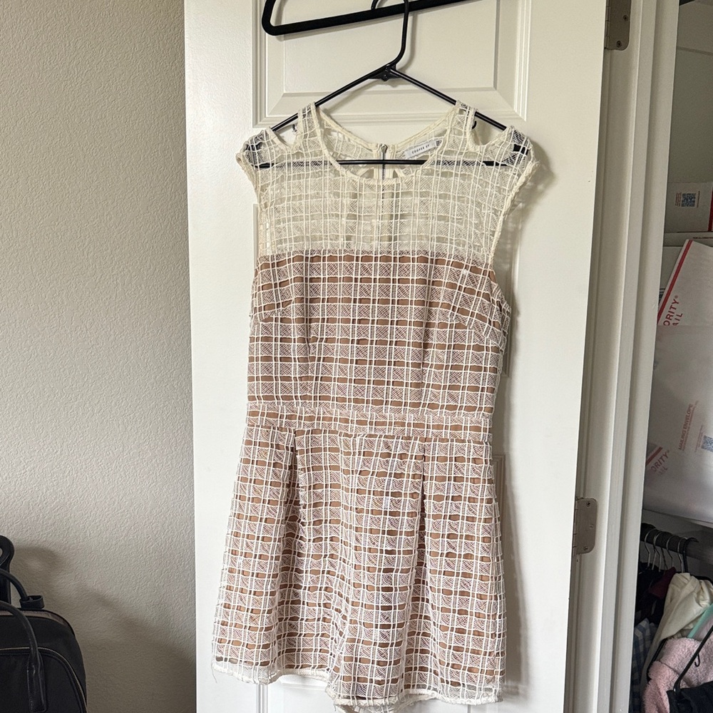 Chic Cream and Brown Women's Jumpsuit